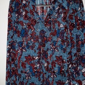 Rachel Zoe Blue and Red Floral Blouse